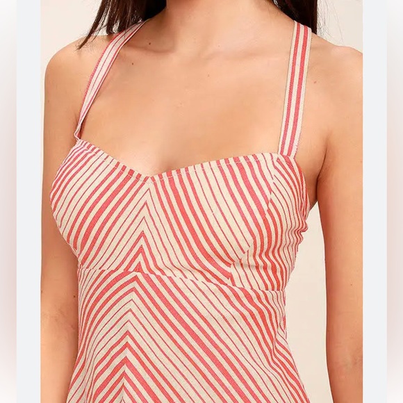 ‼️ SALE ‼️ Jack by BB Dakota Ayers Red and Cream Striped High-Low Dress - Picture 4 of 4